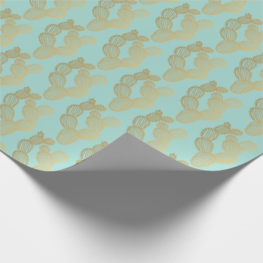 Gold Prickly Cactus Doodle Pattern Cadeaupapier (Hoek)