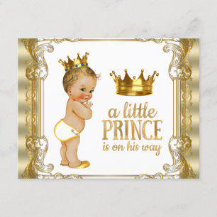Gold Prince Baby shower Kaart
