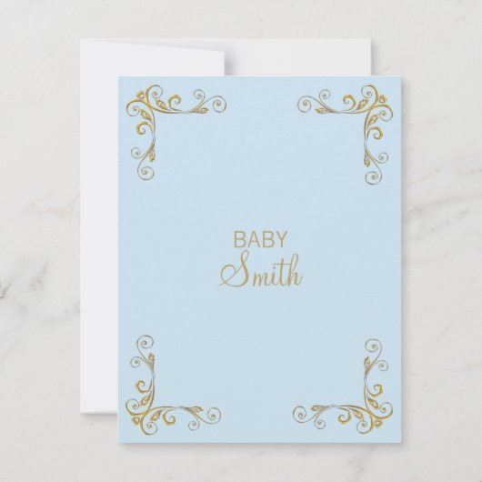 Gold Prince Baby shower Uitnodiging - Gepersonalis (Achterkant)