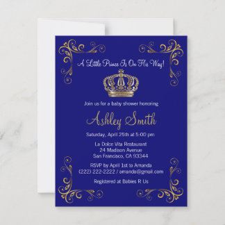 Gold Prince Baby shower Uitnodiging - Gepersonalis