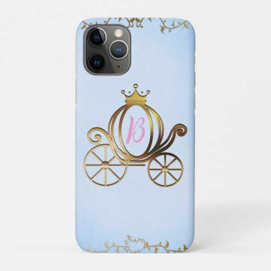 Gold Princess Carriage Blue Storybook gepersonalis Case-Mate iPhone Case (Achterkant)