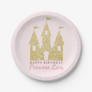 Gold Princess Castle Birthday Party Papieren Bordje