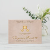 Gold Princess Cinderella Carriage Party Invitation (Debout devant)