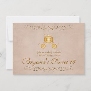Gold Princess Cinderella Carriage Party Invitation