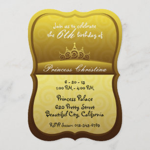 Gold Princess Crown Spirals Birthday Kaart