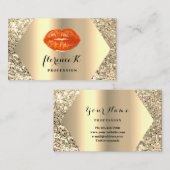 Gold Professional Permanent Makeup Artist Coral Visitekaartje (Voorkant / Achterkant)