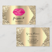 Gold Professional Permanent Makeup Artist Pink Visitekaartje (Voorkant / Achterkant)