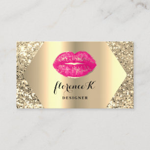Gold Professional Permanent Makeup Artist Pink Visitekaartje
