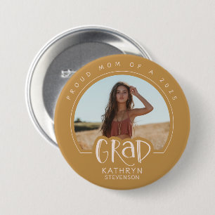 Gold Proud Mom 2025 Afstuderen Foto Button