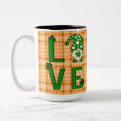 Gold Pset St Patrick's Day LOVE Gnome Shamrock Tweekleurige Koffiemok (Links)