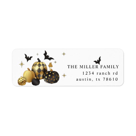 Gold Pumpkin Halloween Return Address Label (Voorkant)