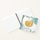Gold Pumpkin Herfst Green Baby shower Guestbook Notitieboek (Binnen)