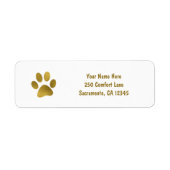 Gold Puppy Dog Paw Faux Gold Etiket (Voorkant)