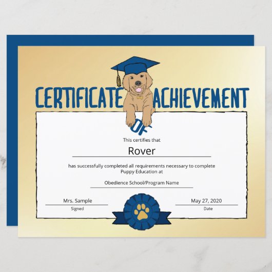 Gold Puppy Program Pet Obedience School Pre Puppy (Voorkant / Achterkant)