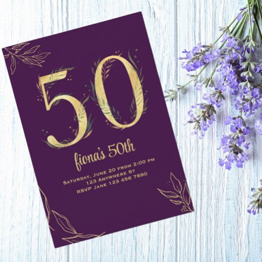 Gold Purple 50 et fabuleuses invitations d'anniver
