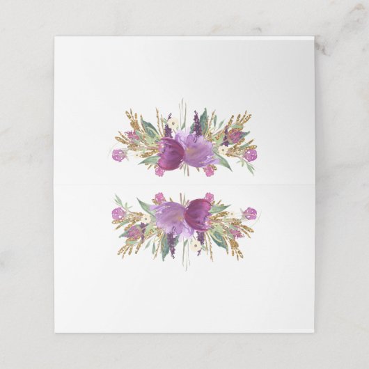 Gold Purple Amethyst Fleurs sauvages Cartes de Pla (Extérieur déplié)