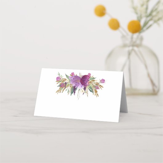 Gold Purple Amethyst Fleurs sauvages Cartes de Pla (Devant)