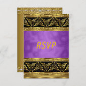 Gold Purple Anniversaire de célébration Invitation (Devant / Derrière)