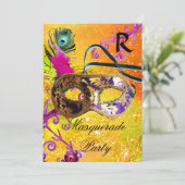 GOLD PURPLE DAMASK CARTE MASQUE Masquerade (Debout devant)