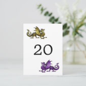Gold Purple Dragon Numéro de table Carte postale (Debout devant)