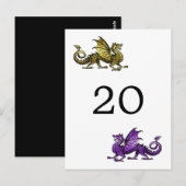 Gold Purple Dragon Numéro de table Carte postale (Devant / Derrière)