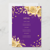 Gold Purple Floral 30th Birthday Menu Programme (Dos)