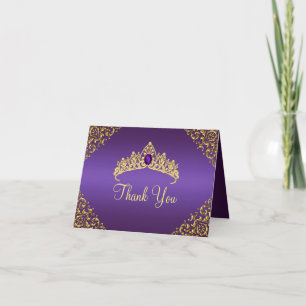 Gold & Purple Gem Tiara Carte de remerciements