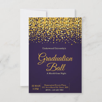 Gold Purple Graduation Invitation