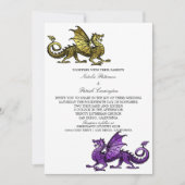 Gold Purple Medieval Dragon Wedding Invitation (Devant)