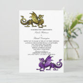 Gold Purple Medieval Dragon Wedding Invitation (Debout devant)