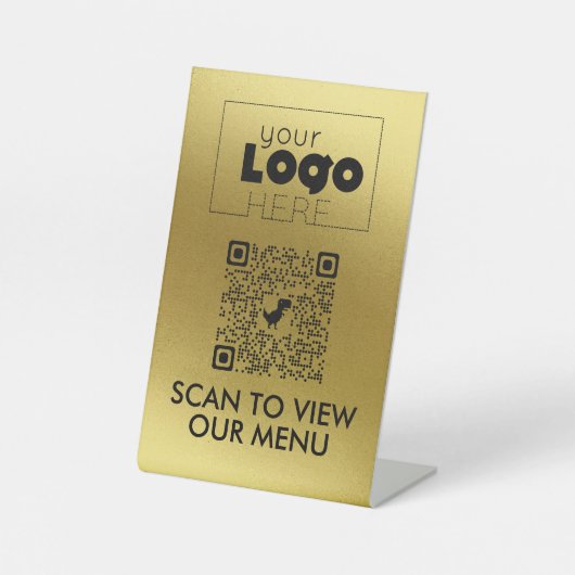 Gold QR Code No Contact Scan for Menu Table Signes (Recto)
