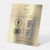 Gold QR maakt verbinding met sociale media van US Reclamebord Met Voetstuk (Voorkant)
