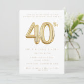 Gold Quarante 40e anniversaire Invitation à ballon (Debout devant)