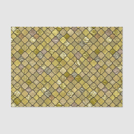 Gold Quatrefoil Foil Glitter Tissuepapier (Voorkant)