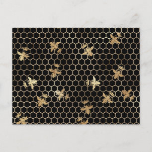 Gold Queen Bees en Honeycomb Briefkaart