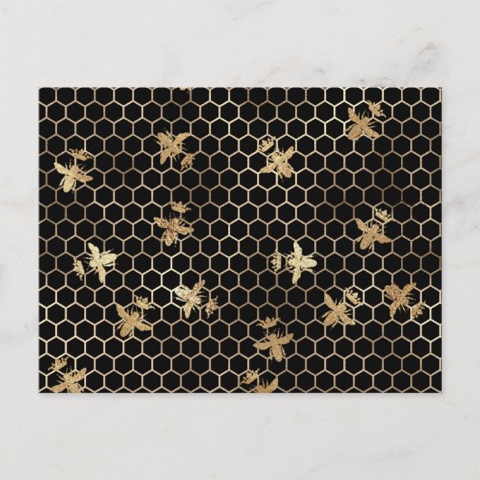 Gold Queen Bees en Honeycomb Briefkaart (Voorkant)