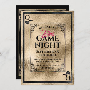 Gold Queen of Hearts Dames Game Night Kaart