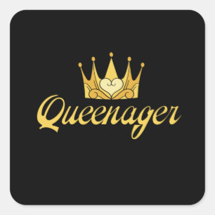 Gold Queenager koningin ager, dramatische koningin Vierkante Sticker