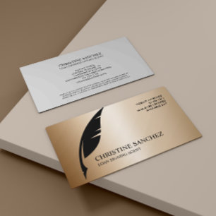 Gold Quill Pen PUBLIC NOTARY SINGENT GOLD Visitekaartje