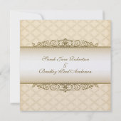 Gold Quilted Imprimer Mariage baroque Invitations (Dos)