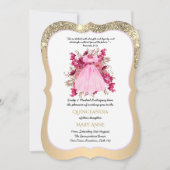 Gold Quinceañera Rose Floral Elegance Invitation (Devant)