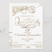 Gold Quinceañera Uitnodiging Sjabloon (Voorkant / Achterkant)