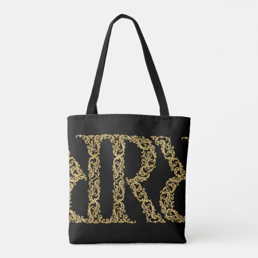 Gold R Monogram Initiaal Ontwerp op elke kleur Tote Bag (Achterkant)