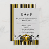 Gold Race Car RSVP (Voorkant / Achterkant)
