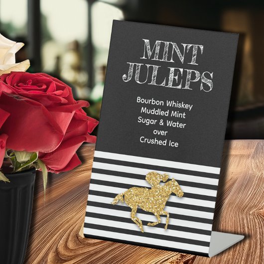 Gold Race Paard Mint Julep Reclamebord Met Voetstuk
