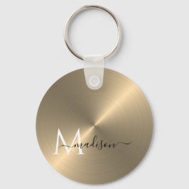 Gold Radiaal Metallic Script Name Sleutelhanger