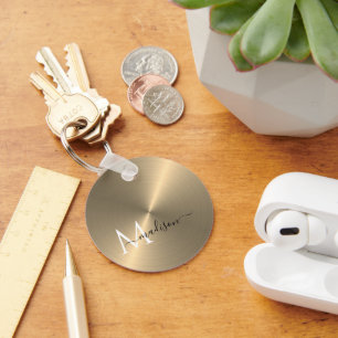 Gold Radiaal Metallic Script Name Sleutelhanger