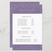 Gold Rain Drops Faux Folie Service en Prijs Flyer (Voorkant / Achterkant)