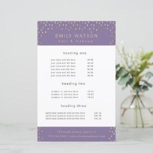 Gold Rain Drops Faux Folie Service en Prijs Flyer