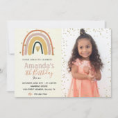 Gold Rainbow Boho Invitation Anniversaire Avec Pho (Devant)